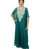 Green embroidered georgette islamic kaftan