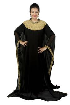 Black embroidered georgette islamic kaftan