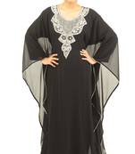 Black embroidered georgette islamic kaftan