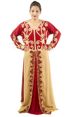 Multicolor embroidered georgette islamic kaftan 1