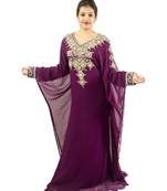 Purple embroidered georgette islamic kaftan