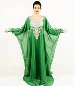 Green embroidered georgette islamic kaftan