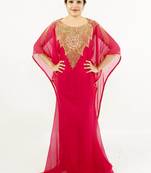 Pink embroidered georgette islamic kaftan