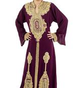 Purple embroidered georgette islamic kaftan