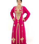 Pink embroidered georgette islamic kaftan