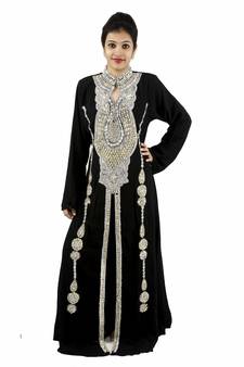Black embroidered georgette islamic kaftan