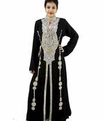 Black embroidered georgette islamic kaftan