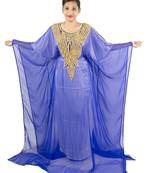 Royal blue embroidered georgette islamic kaftan