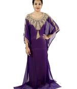Purple embroidered georgette islamic kaftan