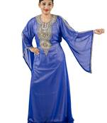Royal blue embroidered georgette islamic kaftan