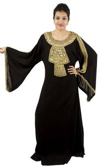 Black embroidered georgette islamic kaftan