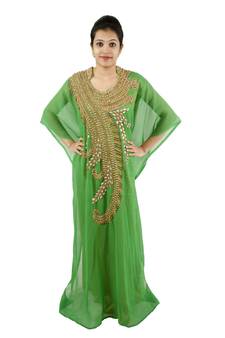 Green embroidered georgette islamic kaftan