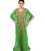 Green embroidered georgette islamic kaftan