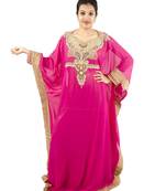 Pink embroidered georgette islamic kaftan
