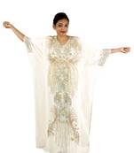 Cream embroidered georgette islamic kaftan