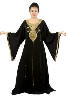 Black embroidered georgette islamic kaftan