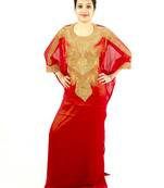 Red embroidered georgette islamic kaftan