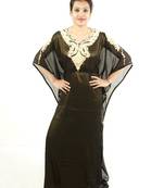 Brown embroidered georgette islamic kaftan