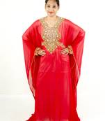 Red embroidered georgette islamic kaftan