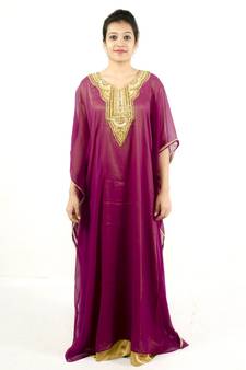 Purple embroidered georgette islamic kaftan