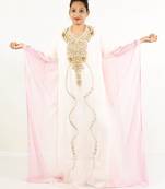Pink embroidered georgette islamic kaftan