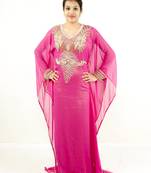 Pink embroidered georgette islamic kaftan