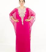 Pink embroidered georgette islamic kaftan