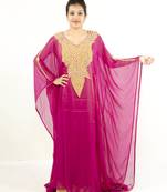 Pink embroidered georgette islamic kaftan