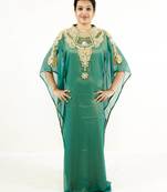 Green embroidered georgette islamic kaftan