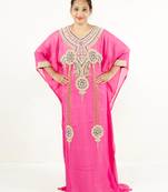 Pink embroidered georgette islamic kaftan