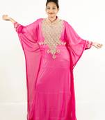 Pink embroidered georgette islamic kaftan