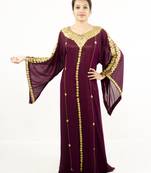 Magenta embroidered georgette islamic kaftan