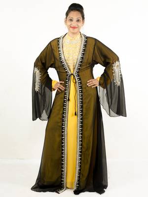 Multicolor embroidered georgette islamic kaftan 1