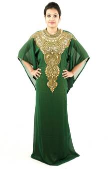 Green embroidered georgette islamic kaftan