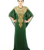 Green embroidered georgette islamic kaftan
