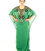 Green embroidered georgette islamic kaftan