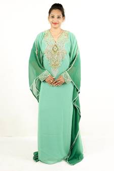 Green embroidered georgette islamic kaftan