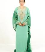Green embroidered georgette islamic kaftan