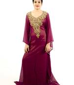 Magenta embroidered georgette islamic kaftan