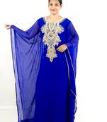 Royal blue embroidered georgette islamic kaftan