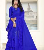 Blue Plain Georgette Saree With Blouse