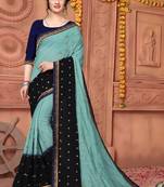 Light Multicolor Embroidered Silk Saree With Blouse