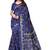 Blue printed art silk saree with blouse