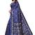 Blue printed art silk saree with blouse