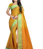 Gold woven cotton silk saree with blouse