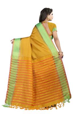 Gold woven cotton silk saree with blouse 2