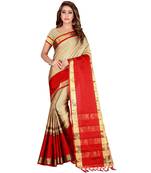 Chiku woven cotton silk saree with blouse