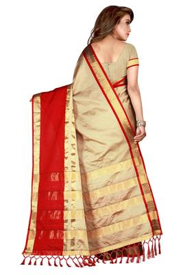 Chiku woven cotton silk saree with blouse 2