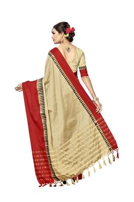 Chiku woven cotton silk saree with blouse 2