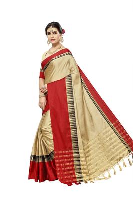 Chiku woven cotton silk saree with blouse 3